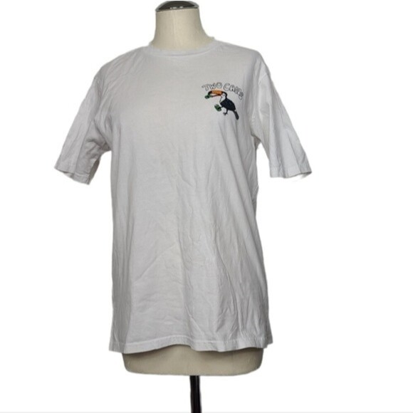 T-Bar X Cotton On Two Cans Short Sleeve White Shirt M - Picture 1 of 5